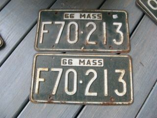 1966 66 Massachusetts Ma Mass License Plate Pair Buy It Now F70 213