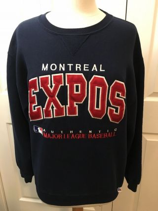 Russell Athletics Sweatshirt Montreal Expos Mlb Size M Navy Blue