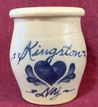 1992 Vintage Handmade Rowe Pottery Salt Glazed Utensil Crock Kingston Ny