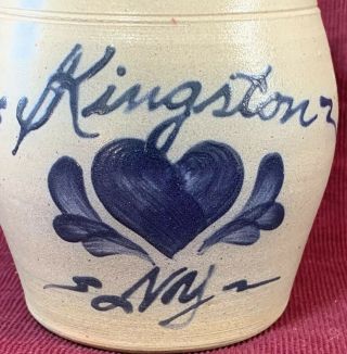 1992 Vintage Handmade Rowe Pottery Salt Glazed Utensil Crock Kingston NY 2