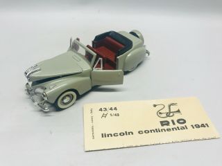 Vintage Rio Lincoln Continental Convertible Grey Die Cast Car Scale 1:43