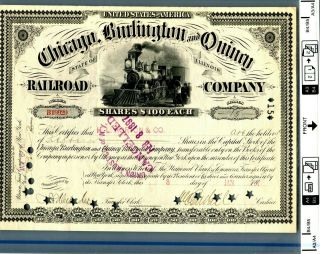 Chicago,  Burlington And Quincy Railroad Stock Certificate 1897 C