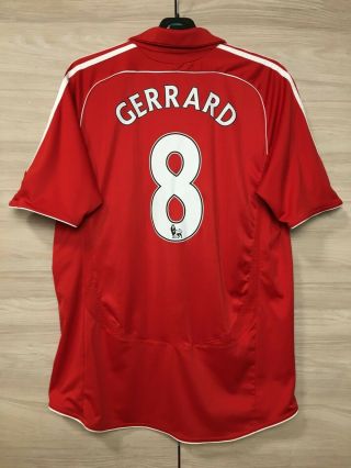 Liverpool 2006 - 08 Gerrard 8 Home Football Soccer Adidas Shirt Jersey Size L