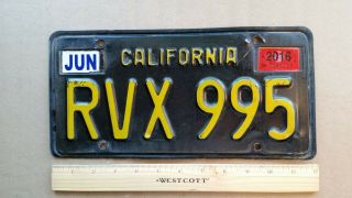 License Plate,  Black California,  1963,  2016 Sticker,  Passenger,  Rvx 995