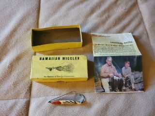 Vintage Fred Arbogast Hawaiian Wiggler 3 Redhead,  White Cardboard Box W Insert