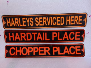 3 Different Harley Davidson Motorcycle Metal Advertising Signs $19.  95