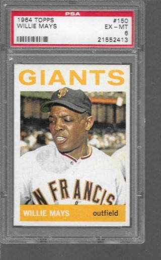 1964 Topps 150 Willie Mays Giants Psa 6 Ex - Mt Opens Below Vcp