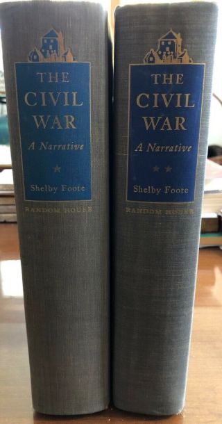 The Civil War: A Narrative By Shelby Foote Signed First Edition Vols.  1 & 2