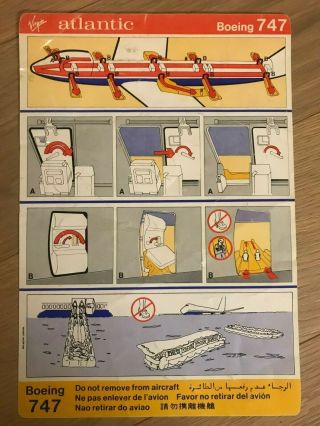 Safety Card Virgin Atlantic Boeing B747