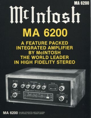 Mcintosh Ma - 6200 Integrated Amplifier Brochure