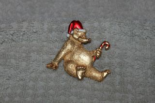 Vintage Estate Jj Christmas Bear Pin