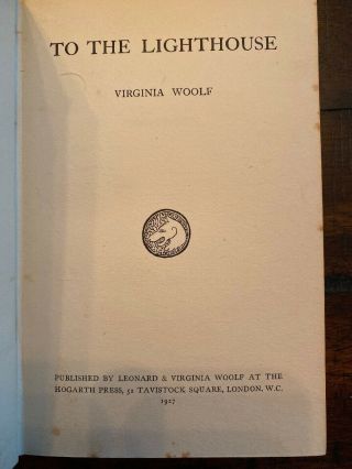 TO THE LIGHTHOUSE Virginia Woolf First Edition 1927 Hogarth 3