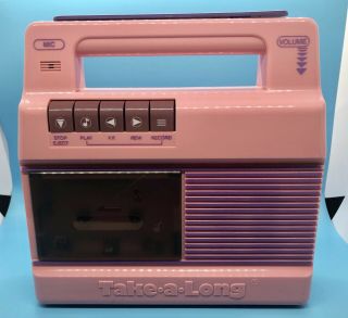 Pastel Pink 1986 Take - A - Long Cassette Player Recorder,