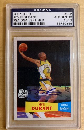 2007 Topps Basketball Kevin Durant Rookie Rc Auto 112 Psa/dna Authentic Nets 35