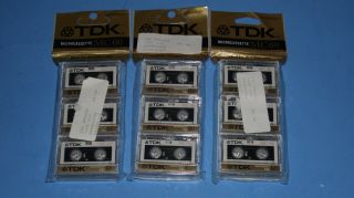 (9) Vintage Tdk Mc - 60 Micro Cassette Tapes Still Nos (3 - 3 Packs)