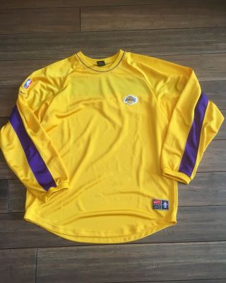 Vintage Los Angeles Lakers Nike Nba L/s Warm Jersey Shirt Mens Sz Xl Kobe Lebron