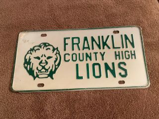Franklin County Lions Georgia License Plate Tag Peach High School