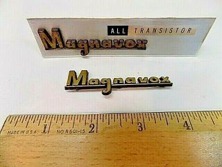 Magnavox Amp Console Speaker Grille Emblem Badge Gold Plastic Logo Pair