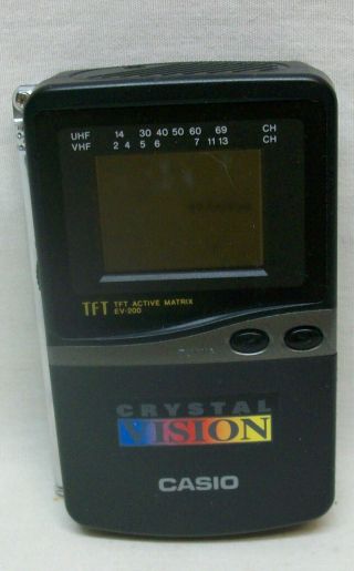 Vintage Casio Model Ev - 200b Handheld Portable Tv 3 " Screen Tft Color Crystal Vis