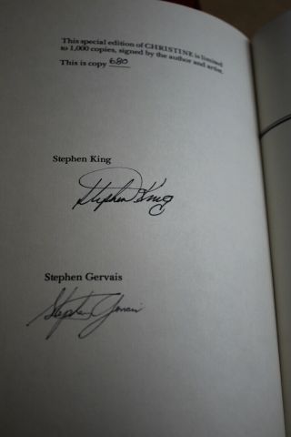 Stephen King (1983) ' Christine ',  US signed limited edition 2