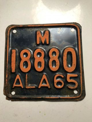 1965 Alabama Motorycle License Plate (paint)