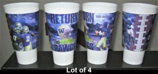 2005 Washington Huskies Game Cups [3 - D] [lot Of Four 4 Cups] 32 Oz.
