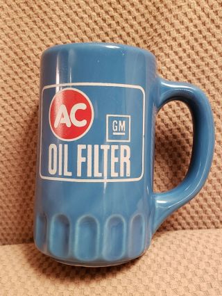 Vintage Ac Delco Gm Oil Filter Shaped Blue 12 Oz Ceramic Coffee Cup/mug (1)