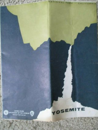 Vintage 1966 Yosemite National Park Map California Waterfall Brochure
