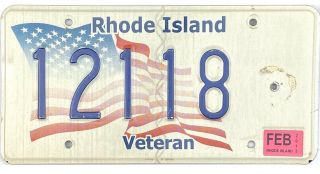 Recent 2013 Rhode Island Veteran License Plate 12118