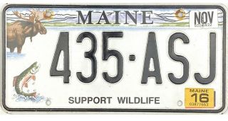 2016 Maine Support Wildlife License Plate 435 - Asj