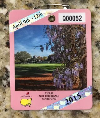 2015 Masters Augusta National Golf Club Badge Ticket Jordan Spieth Wins Pga
