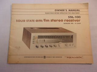 Vintage Realistic Sta - 100 Am/fm Receiver And Frequency Equalizer Owners Manuals