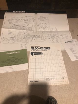 Pioneer Sx - 636 Stereo Receiver Operating Instructions & Schematics