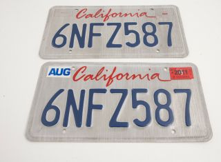 California Lipstick License Plate Pair (a5r) 6nfz587 Aug 2011