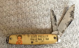 Vintage Elvis Presley King Of Rock N Roll Folding Pocket Knife Made In Usa