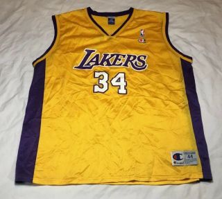 Vintage Champion Shaq 34 Los Angeles Lakers Jersey Size 44 Mens L Large