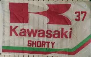 Vintage Kawasaki Shorty 37 Motocross Banner 35.  5 " X 56 " Motorcycle Racing