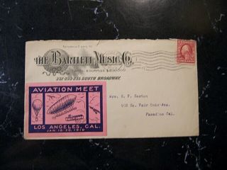 1910 Aviation Meet,  Los Angeles 10 - 20,  1910 Poster Stamp On 1909 Envelope/cover