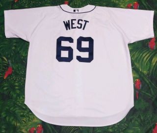 Detroit Tigers Authentic Stitched Russell Athletic Baseball Jersey Size 56 West