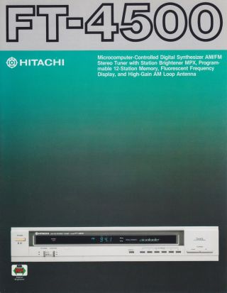 Hitachi Ft - 4500 Tuner Brochure