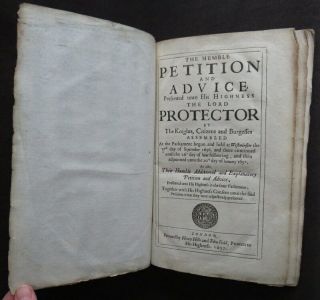 Rare HUMBLE PETITION & ADVICE PROTECTOR 1657 CROMWELL Commonwealth POWER OATH 2
