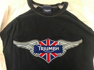 Triumph Motorcycles Long Sleeve Tshirt Xl Cotton Wings Shirt Raglan Baseball