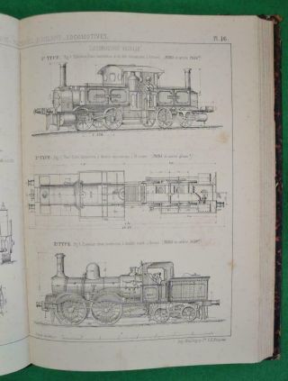 1st Ed.  1873,  Traite Des Chemins De Fer,  Trains Plates Locomotives Rare
