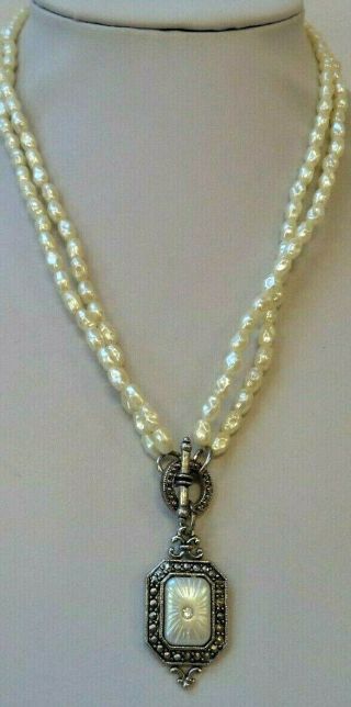 Stunning Vintage Estate Signed Avon Pearl Beaded 17.  5 " Necklace 2751n