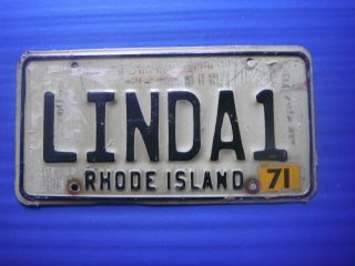 1971 Rhode Island Linda License Plate Tag