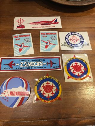 Old Raf Royal Air Force Red Arrows Display Team Stickers 1980s Era