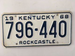 1968 Kentucky License Plate Rockcastle County Single Year (no Pairs)