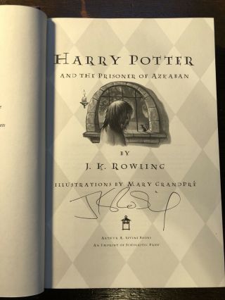 Signed J.  K.  Rowling Harry Potter Prisoner Of Azkaban Hardcover Book