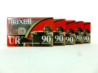 Pack Of 5 Maxell Ur90 Blank Cassette Tapes Normal Bias