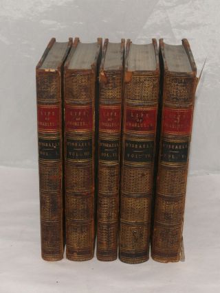 Antique Fine Leather Book Set Commentaries On The Life Of Charles 1 By D 